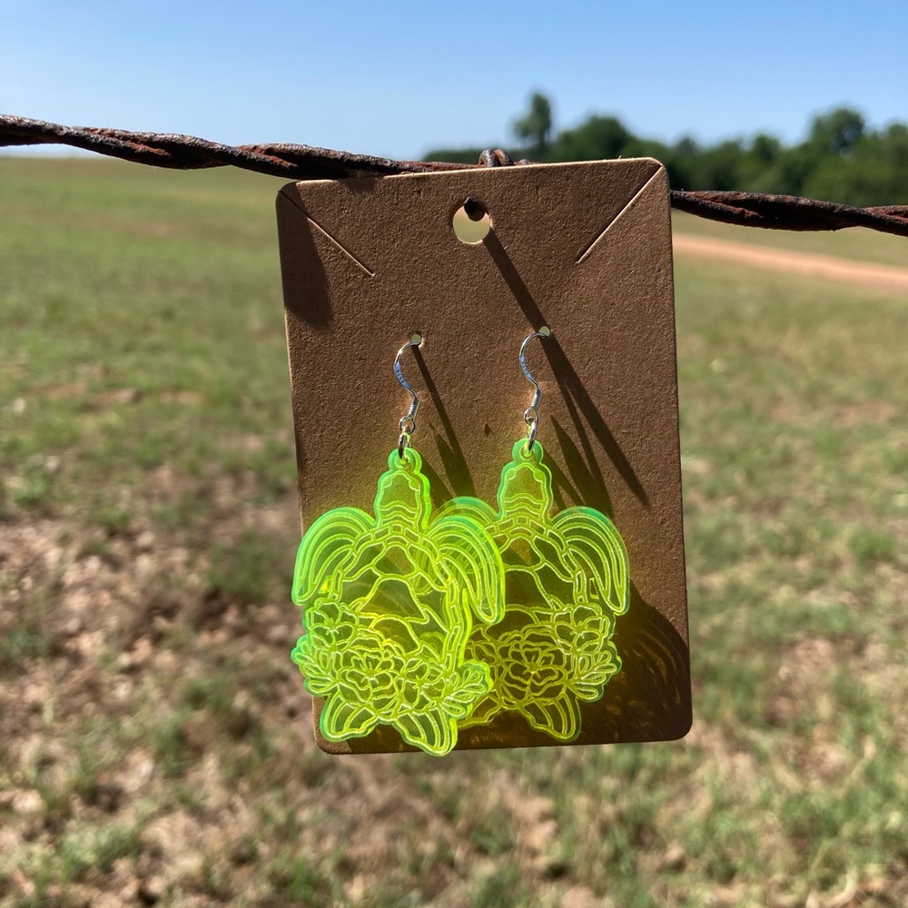 Neon green dangle earrings